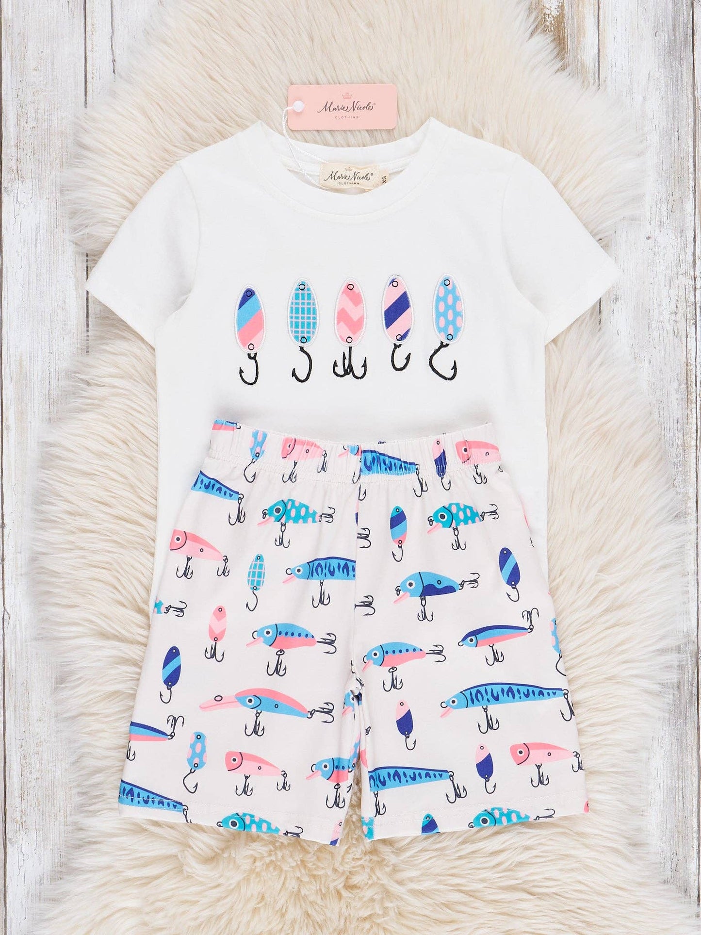 Fishing Lures Embroidered Outfit: XXS(12/18mos)