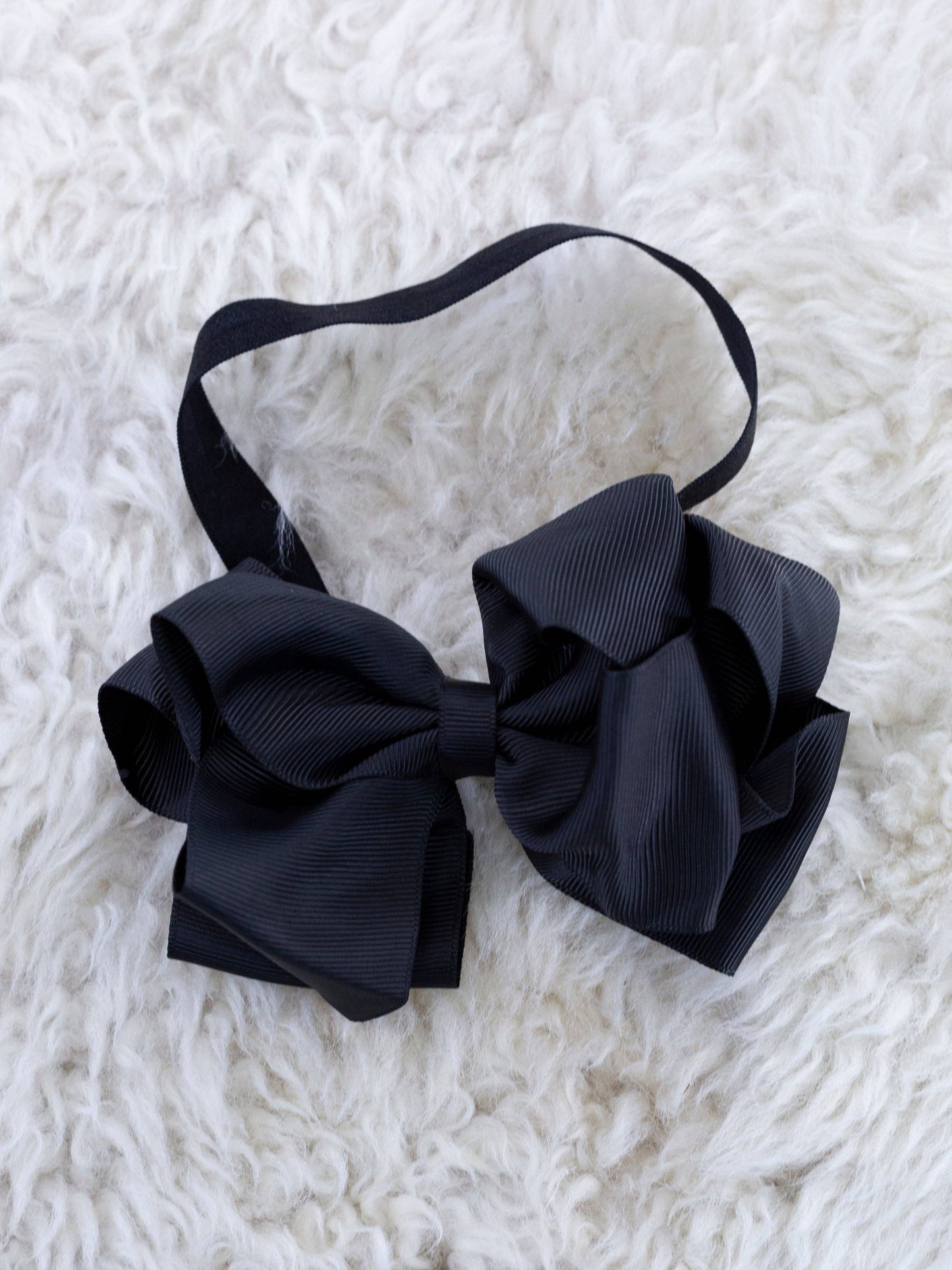 5 Inch Double Layer Bow With Headband Black