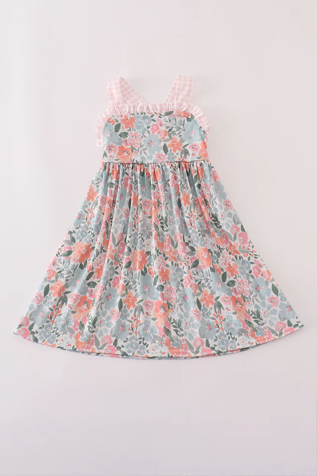 Green garden bloom ruffle dress