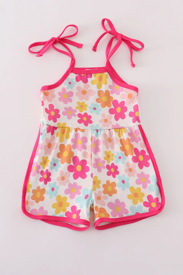 Hot pink floral print jumpsuit