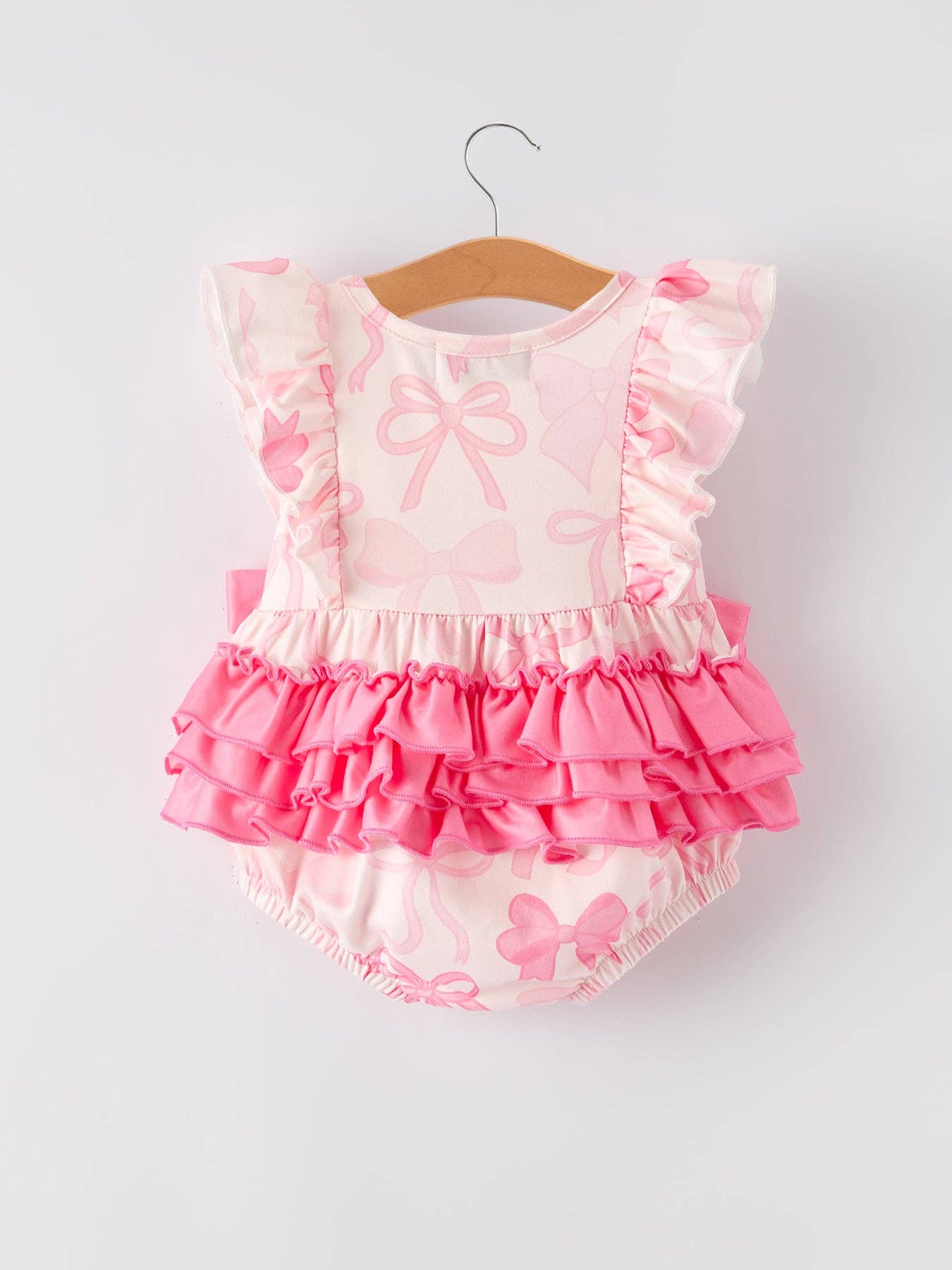 Girls Pink Bow Print Romper: 6M