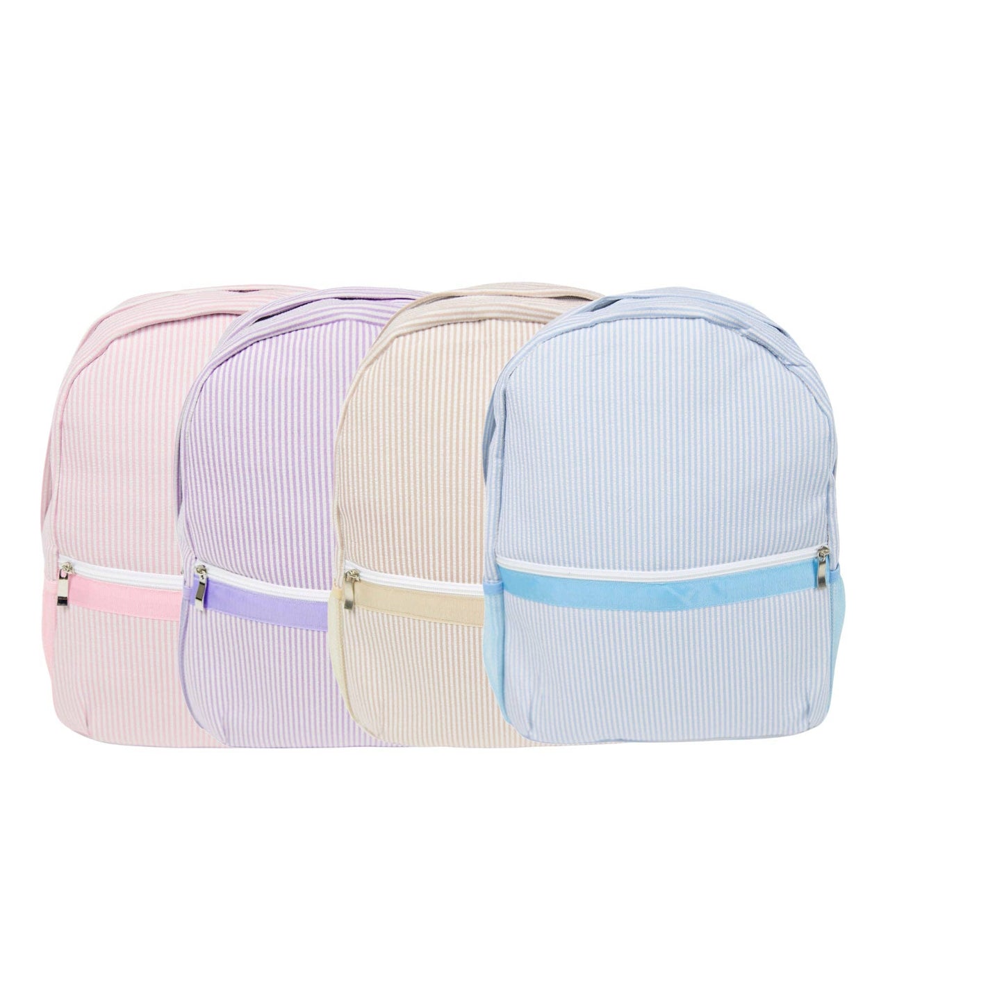 Seersucker Backpack (Full Size): Light Pink Seersucker