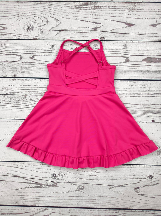 Hot Pink Girls Athletic Dress with Ruffle: 6-12M