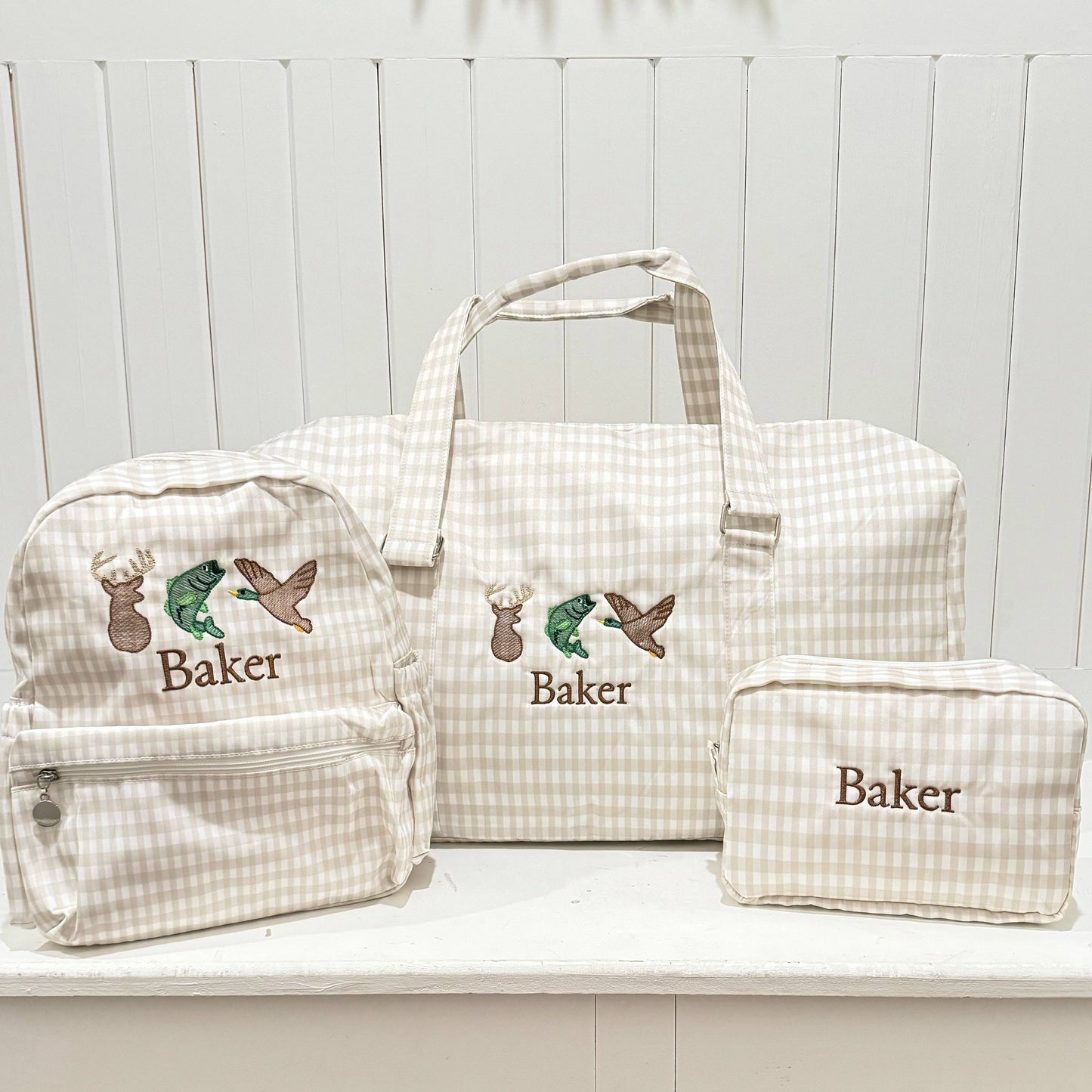 Nylon Duffle Bag: Light Pink Gingham (with ruffle)
