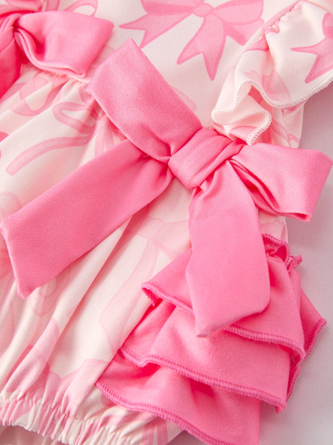 Girls Pink Bow Print Romper: 18M