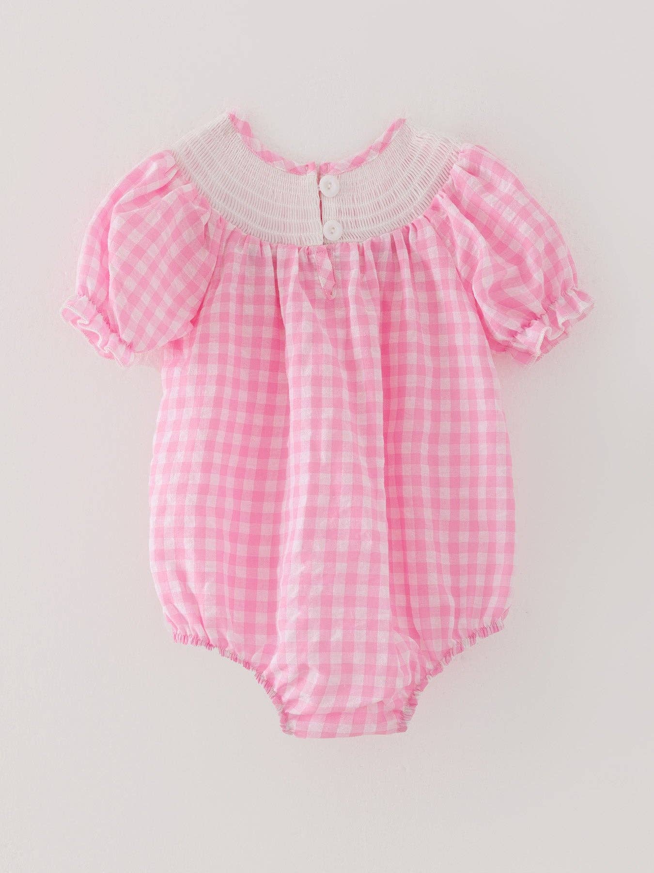 Farm Pink Smocking Embroidered Girls Romper: 3M