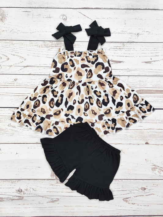 Girls Cheetah Printed Clothing Set