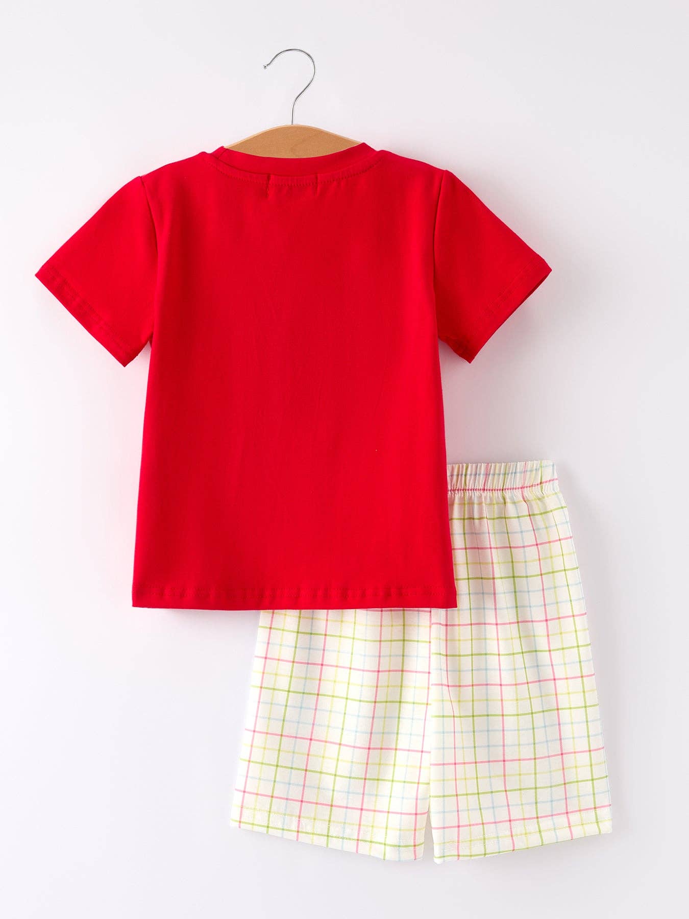 Boys Back to School Pencil Smock Embroidered Plaid Set: 5