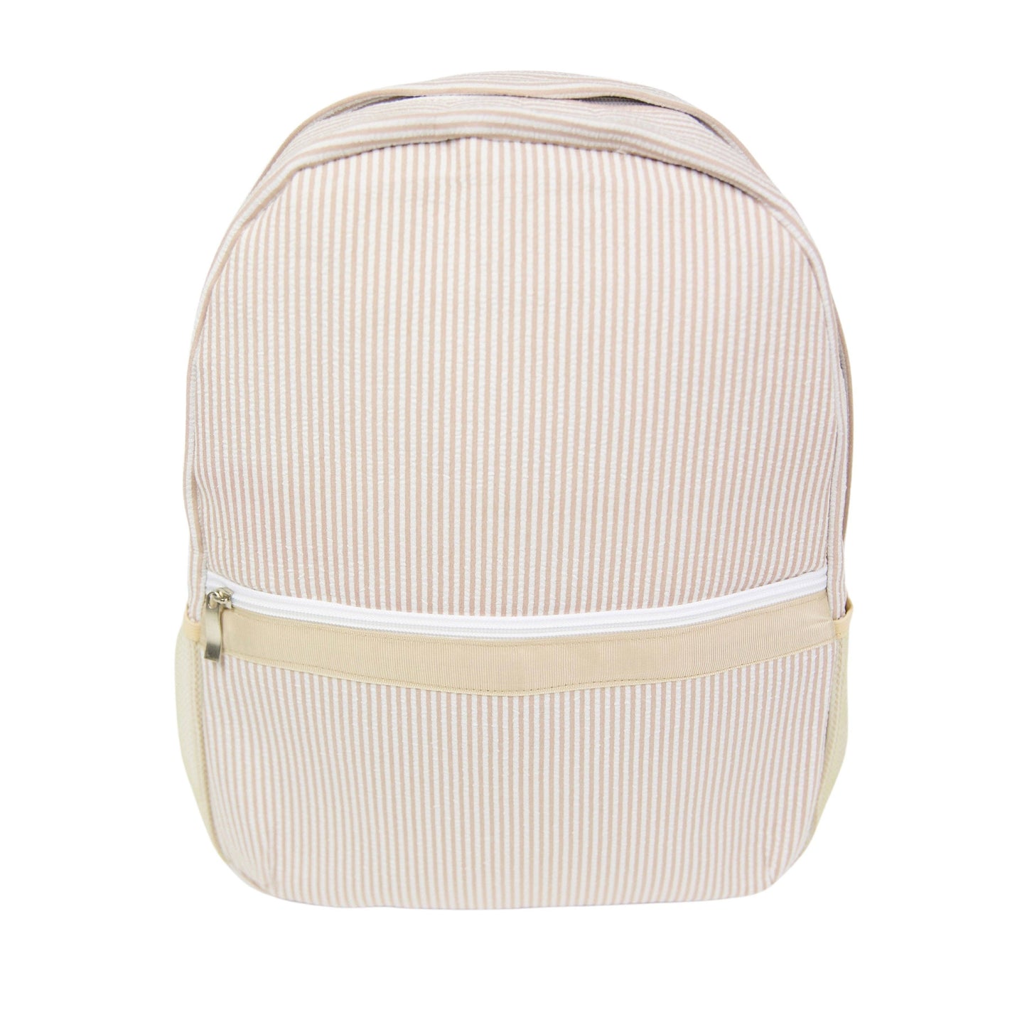 Seersucker Backpack (Full Size): Khaki Seersucker