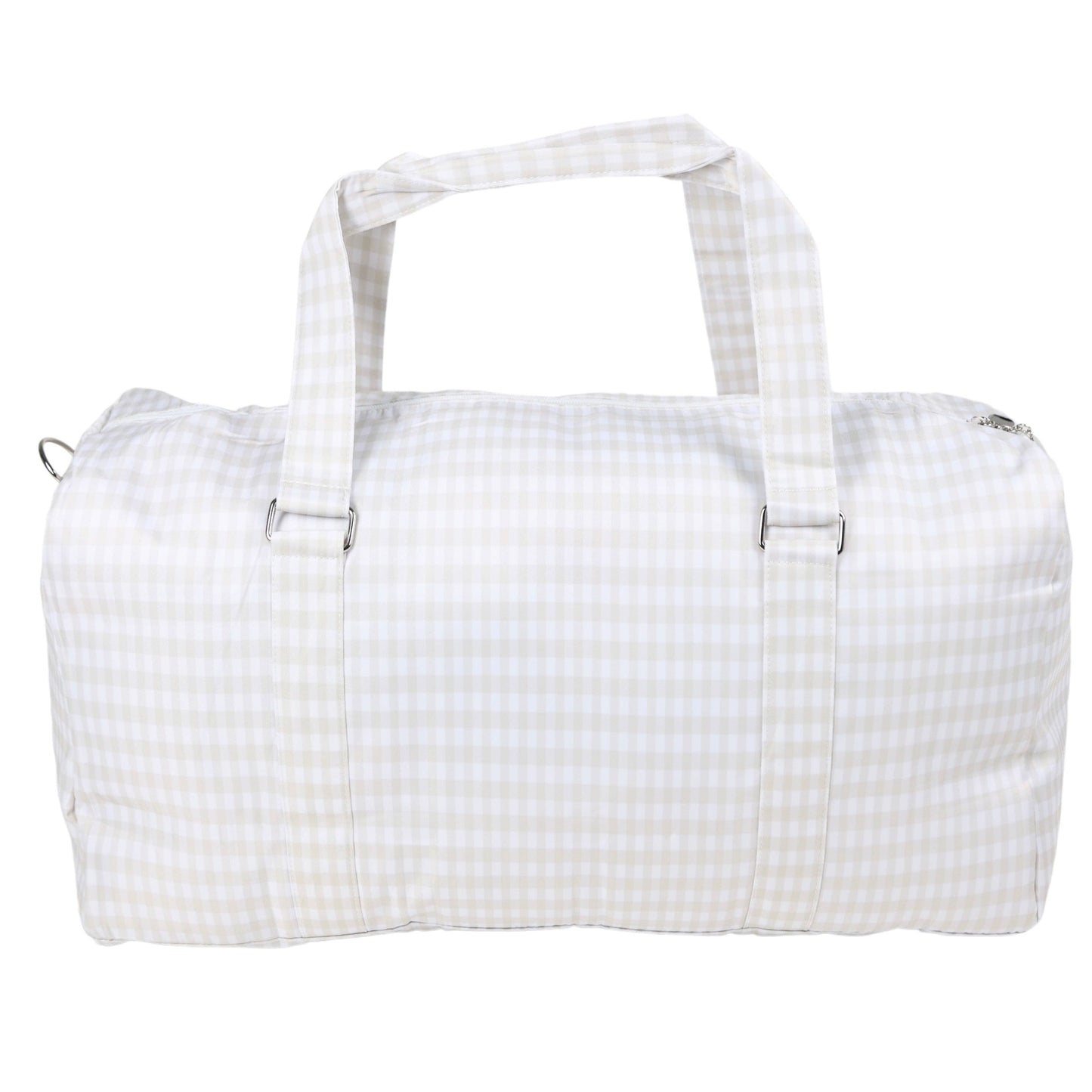 Nylon Duffle Bag: Light Pink Gingham (with ruffle)