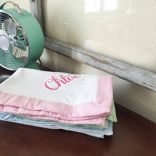 Miller Collection Baby Blanket: Pink  Seersucker (miller)