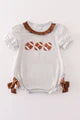 Brown football french knot stripe girl bubble