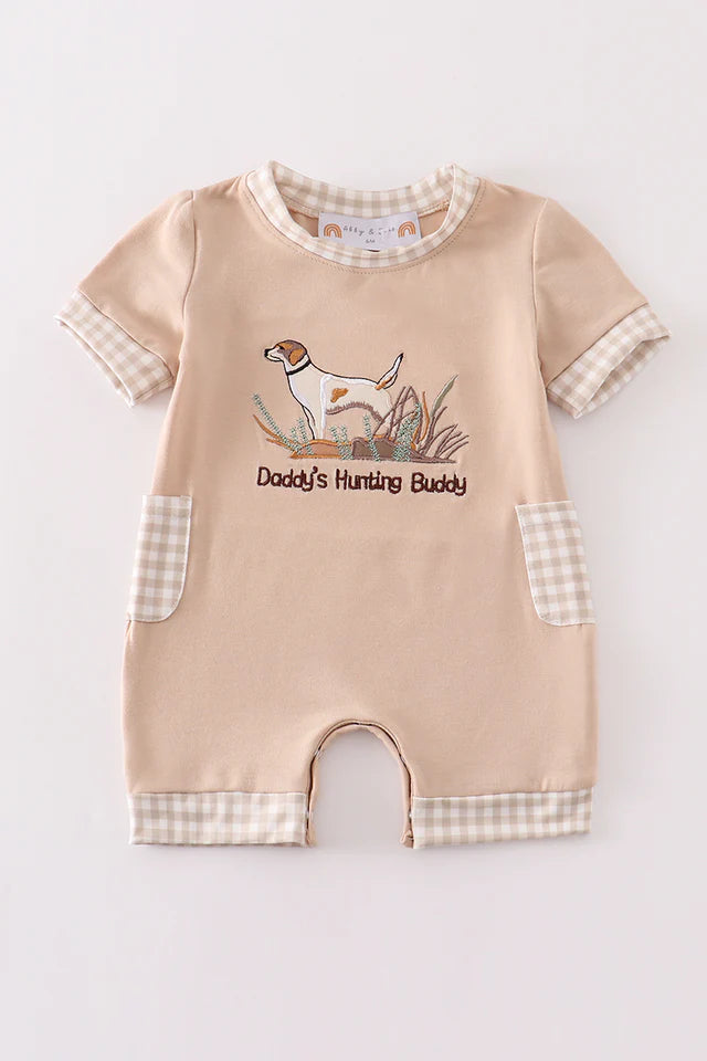 Daddy's hunting buddy embroidery boy romper