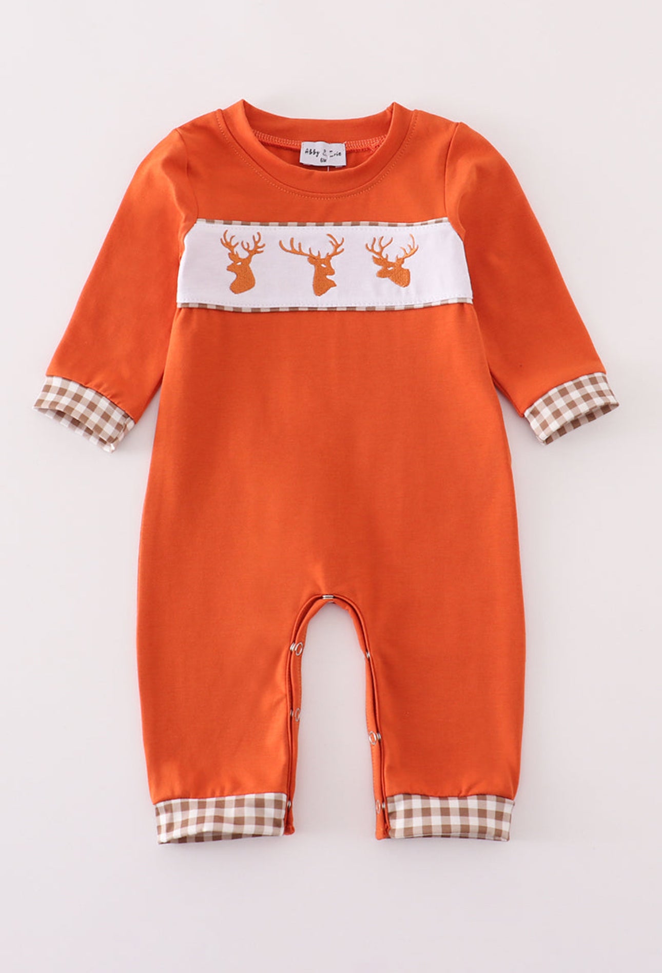 Rust deer embroidery romper