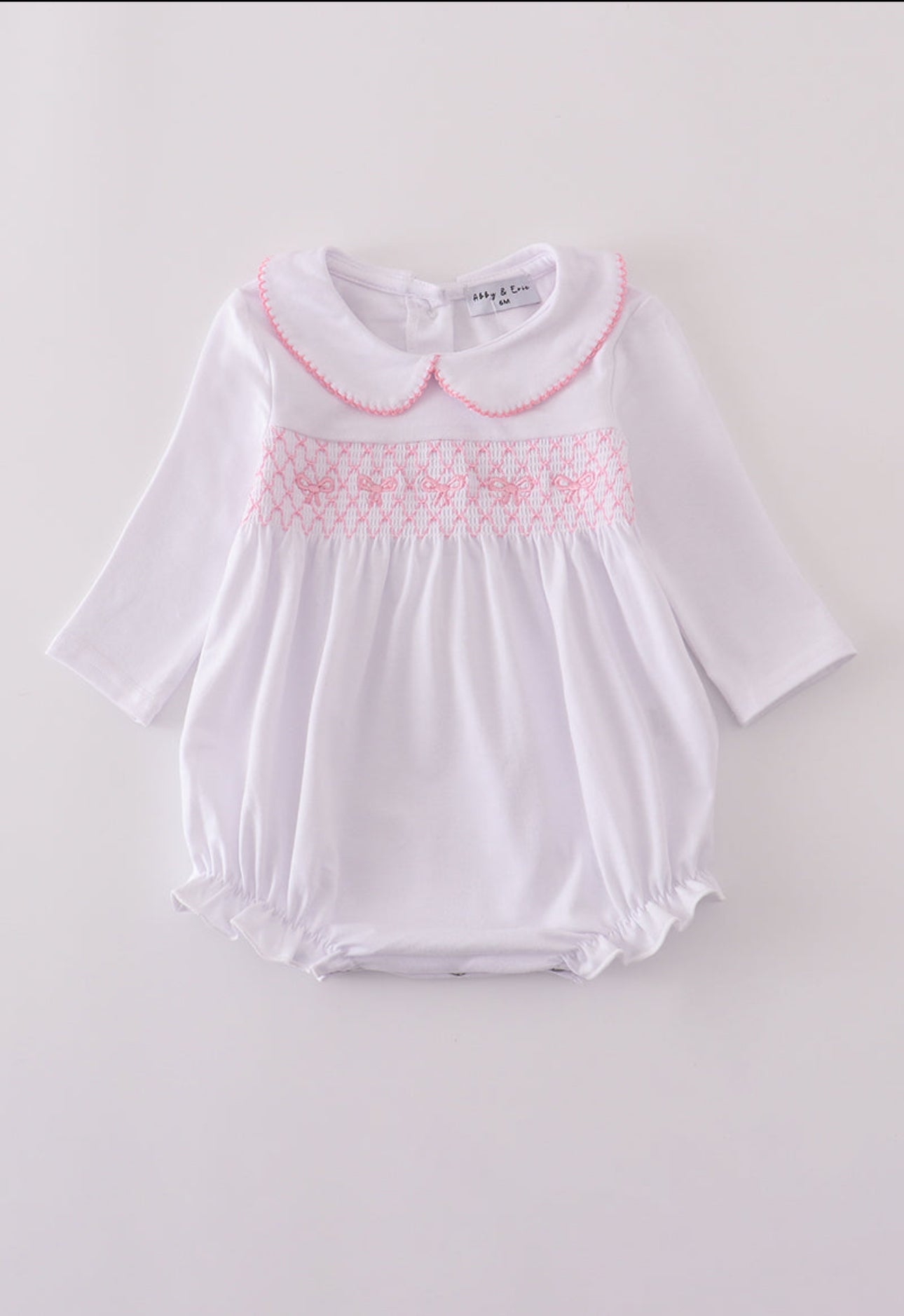 Pink bow smocked bubble