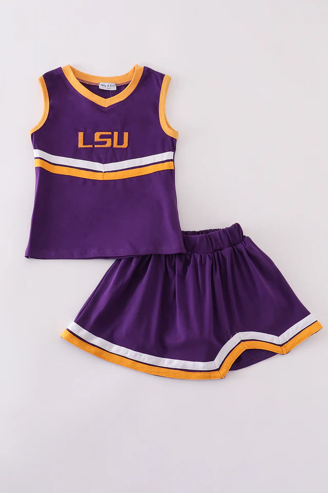 LSU embroidery cheerleader skorts set