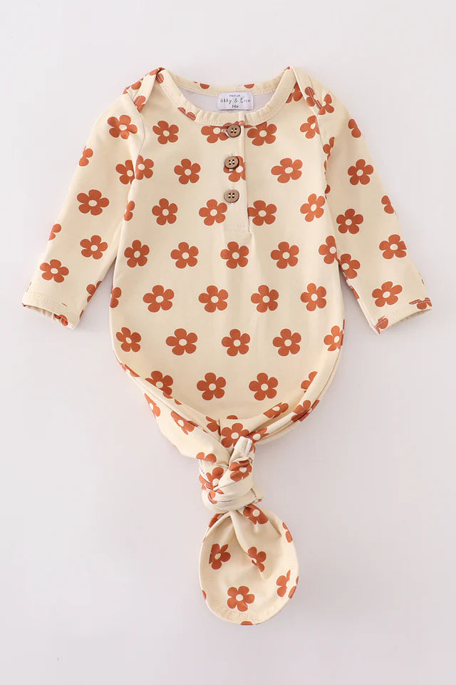 Premium Floral print baby gown
