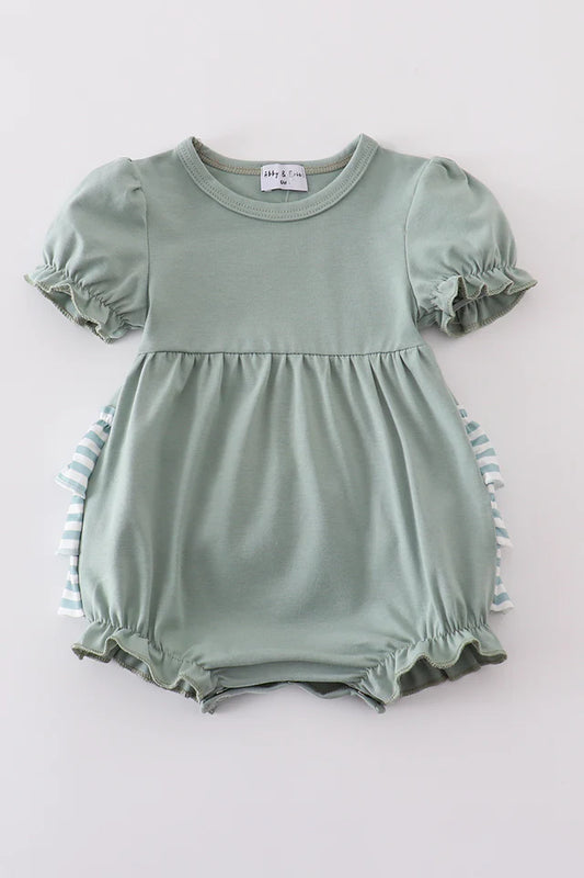 Sage stripe ruffle bubble