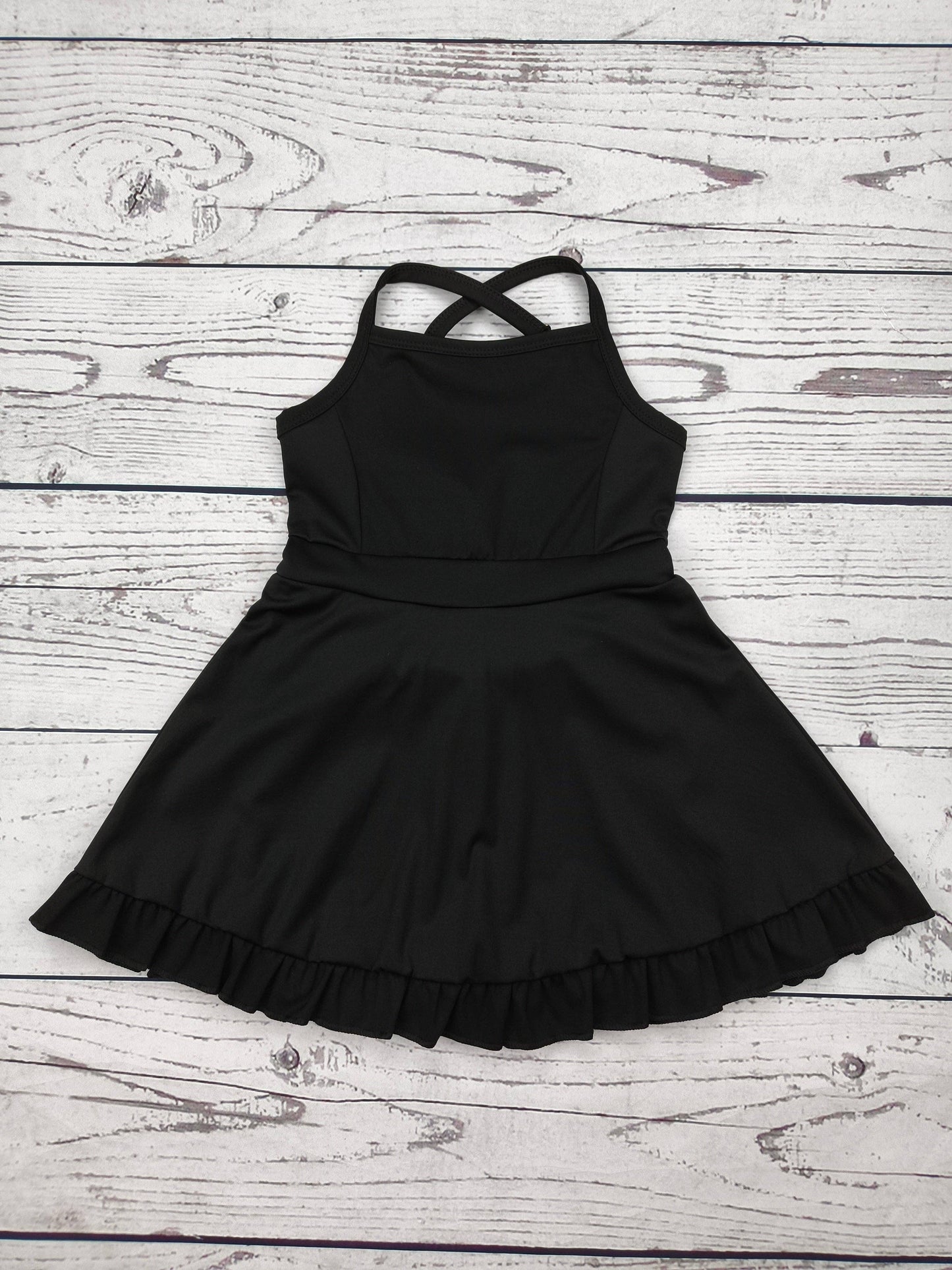 Black Girls Athletic Dress with Ruffle: 12-18M