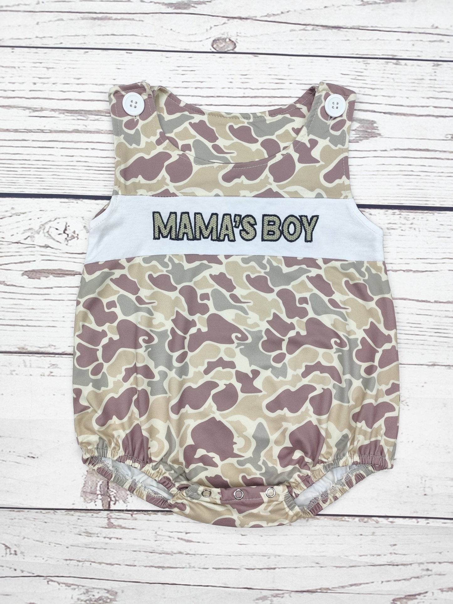 Mama's Boy Appliqué Camouflage Bubble: 6-12M