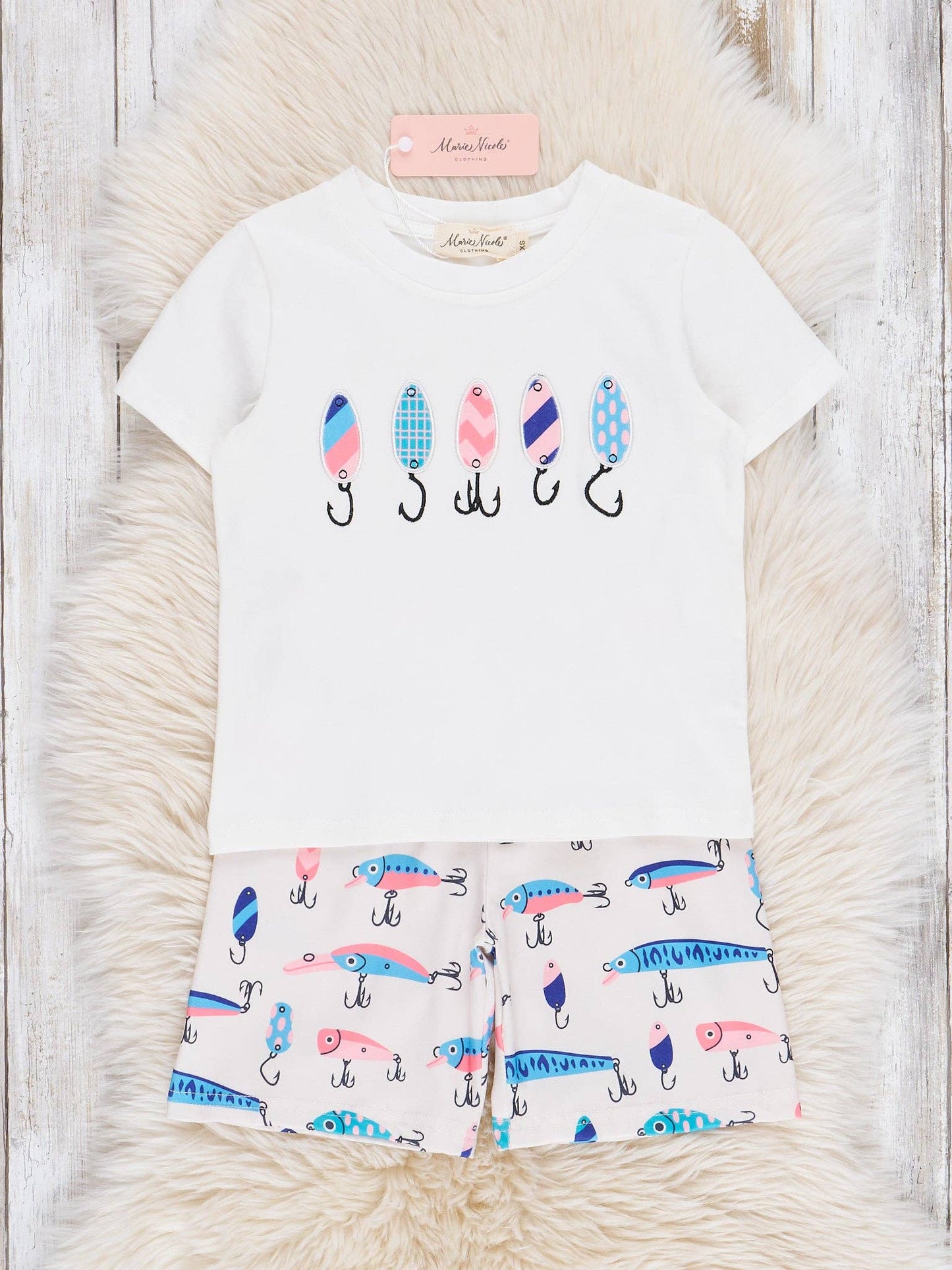 Fishing Lures Embroidered Outfit: XXS(12/18mos)