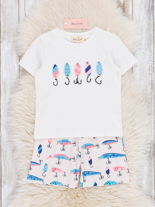 Fishing Lures Embroidered Outfit: XXS(12/18mos)