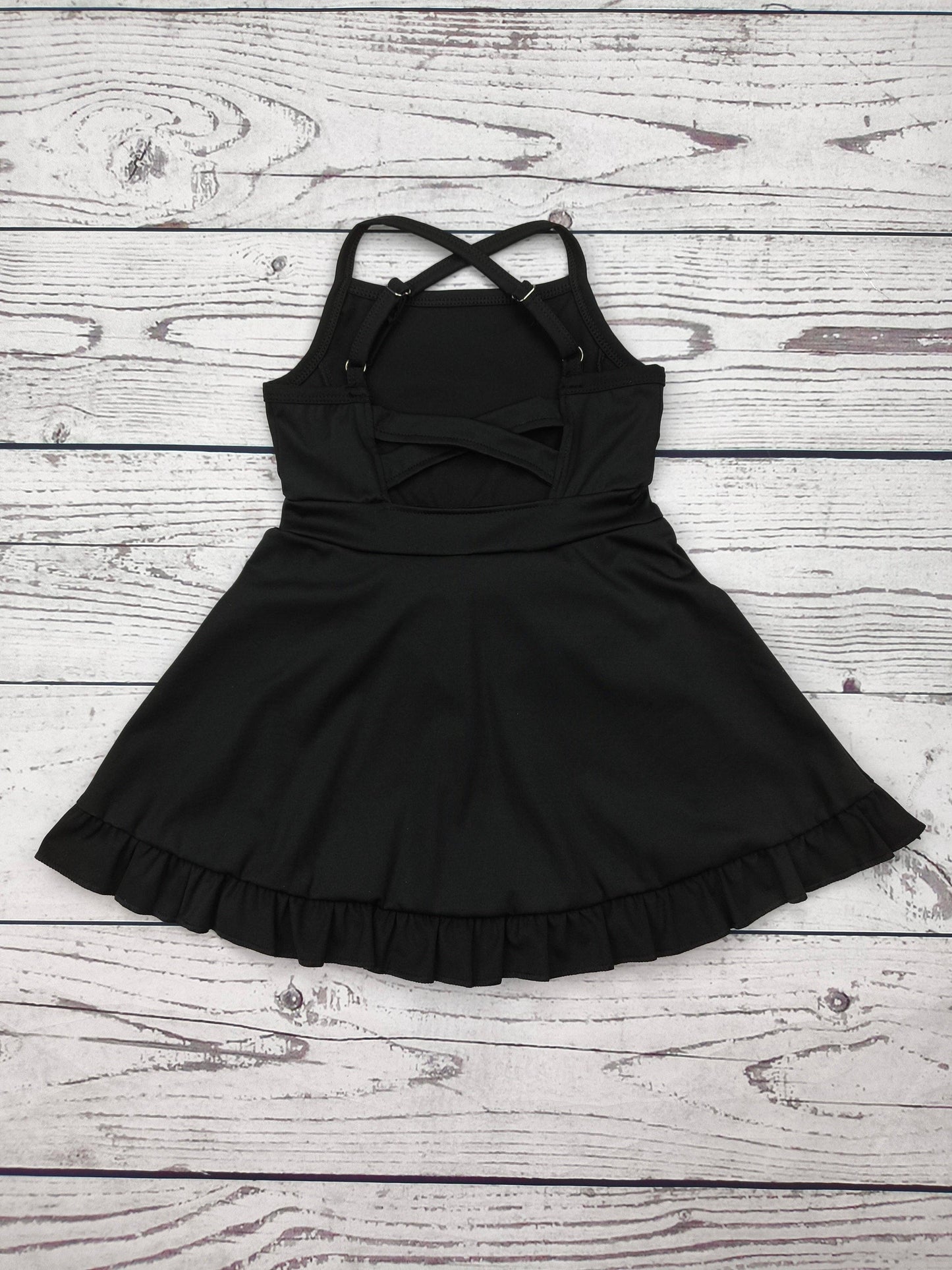 Black Girls Athletic Dress with Ruffle: 3T