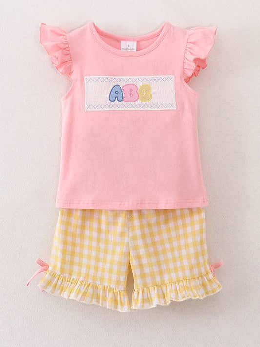 Back To School Girls "ABC" Embroidered Ruffle Set: 3